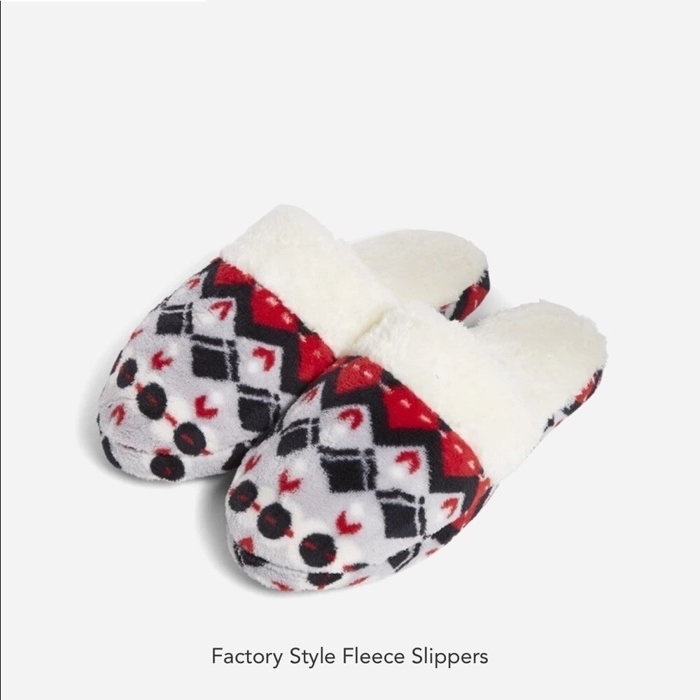 Vera Bradley Fleece Slip On‎ Slippers Penguin Intarsia Scuff Sherpa Lined 6M